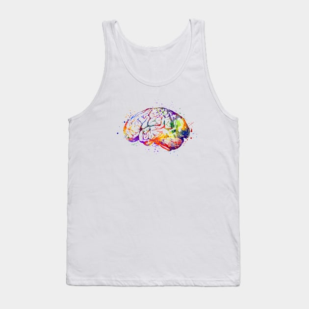 Human Brain Anatomy Watercolor Medicine Gift Tank Top by LotusGifts